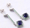 Blue Gem 925 Sterling Silver Plated Fashion Moissanite Earrings