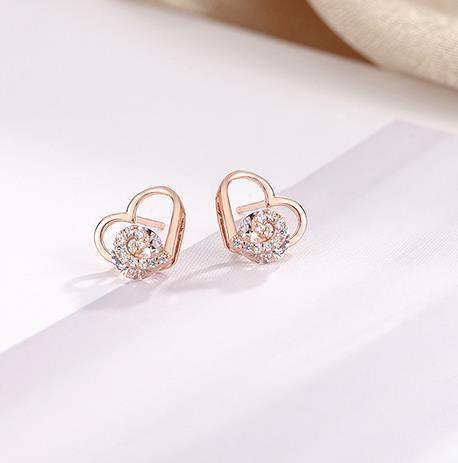 Waves in The Heart 925 Sterling Silver Plated Women's Cute Earrings