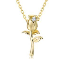 New Garden Rose Necklace S925 Sterling Silver Gold-plated Collarbone Necklace