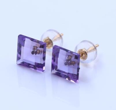 18K-Rose-Gold-Amethyst-Stud-Earring-for-Women-Engagement-3-49-Carats-Natural-Amethyst-Square-Cut-Top-Quality-Jewelry-Brand0