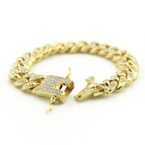 Accessories Wholesale Diamond Button Hip Hop Jewelry Men's Hip Hop Cuban Bracelet