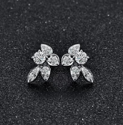 Leaf shaped gem Earrings 925 Sterling Silver Gold Plating Earrings