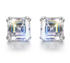 White Transparent Square Cut Gem Earrings 925 Sterling Silver Gold Plating Earrings