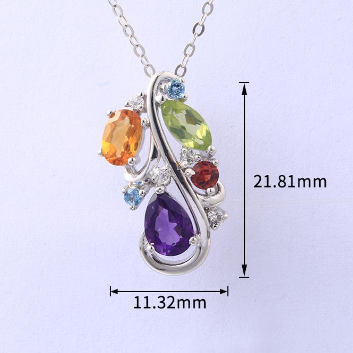 Sterling Silver Pendants Jewelry 925 Colorful Stone