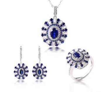 Charm Sapphire 925 Sterling Silver Oval Cut Sapphire Pendant Necklace