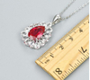 Red Ruby Sterling Silver-Pendant Created Red Ruby Women Silver Pendant Gift Pendants