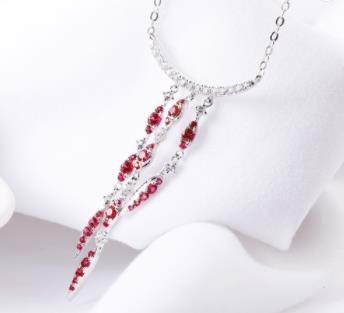 Women's Ruby Necklace 925 Sterling Silver Jewelry Engagement Pendant