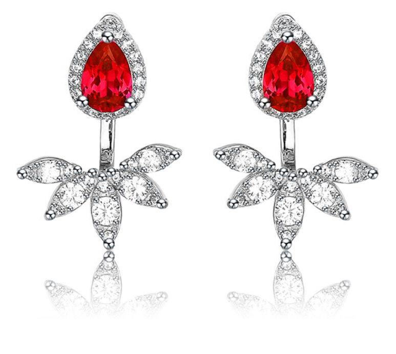 Pear Cut Ruby Earring Double Wear 925 Romantic Earring Jewelry Valentine's Gifts