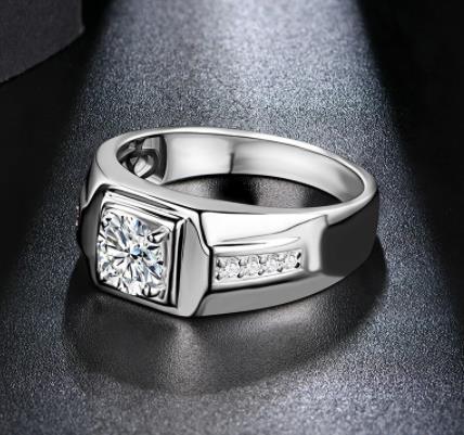 925 Sterling Silver Men College Graduation Ring 6-5mm D Color Moissanite Fine Jewelry