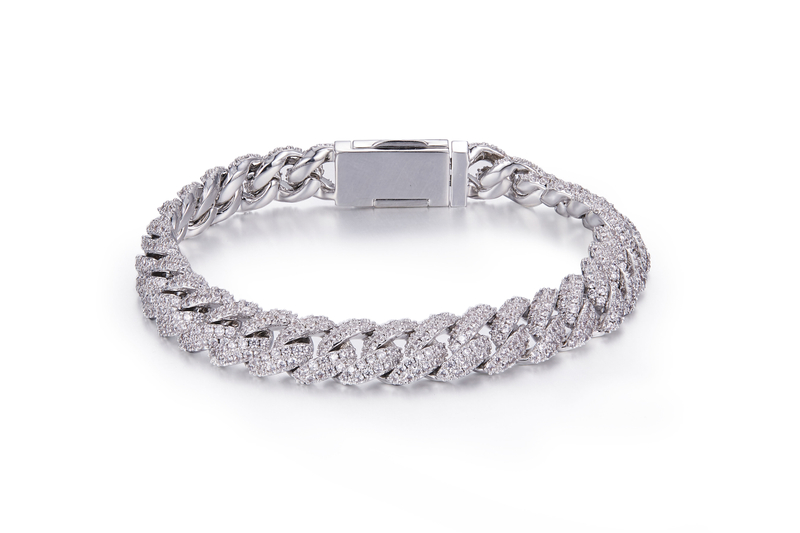 Interwoven Chain Inlaid with Morsonite Thick Bracelet