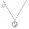 Alphabetic series M Lovely Rose Gold Necklace