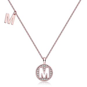 Alphabetic series M Lovely Rose Gold Necklace