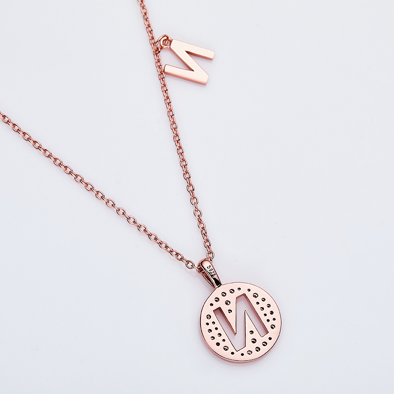 Alphabetic series N Lovely Rose Gold Necklace