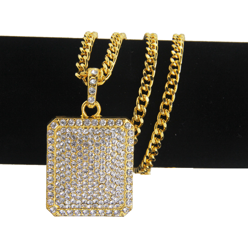 Gold and Silver Diamond square badge Pendant