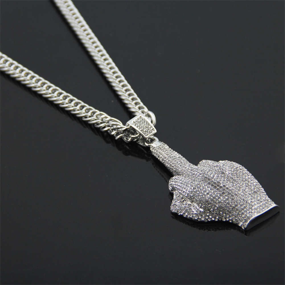 Hip Hop Satire Silver Color Necklace Moissanite Pendant