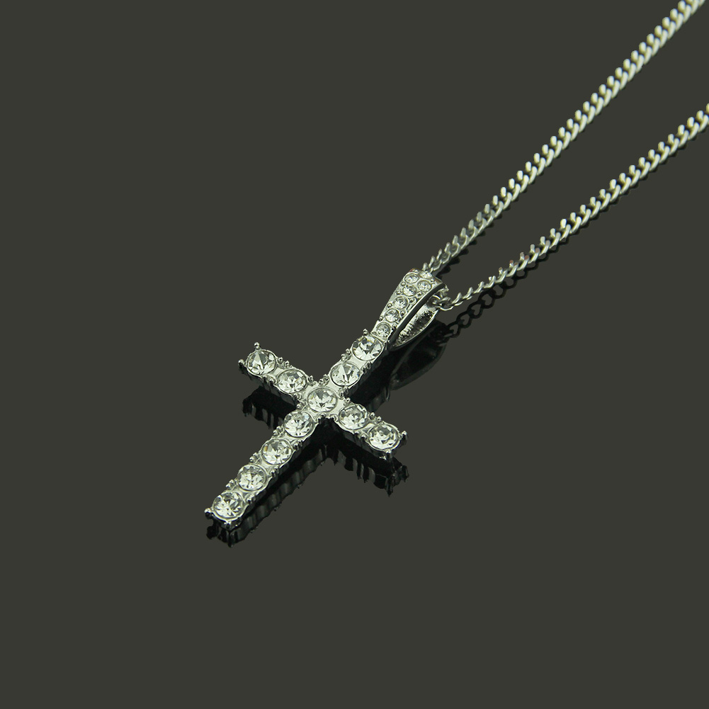 Hip Hop Religious Cross Ecklace Silver Pendant