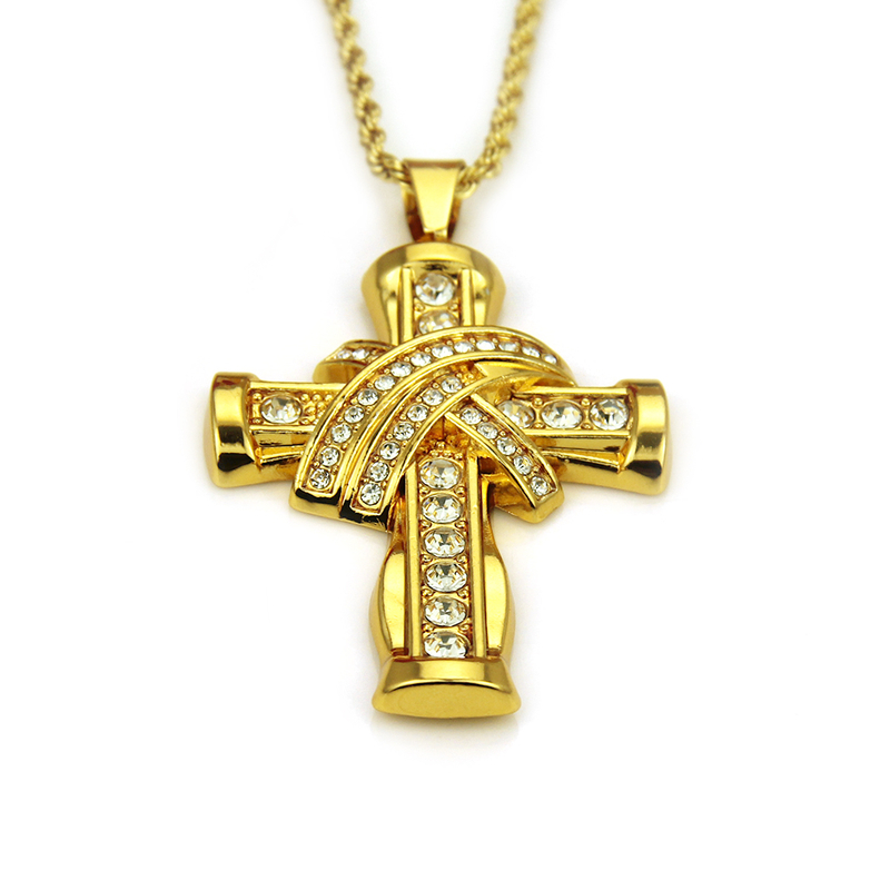 Hip Hop Stereoscopic Cross Pendant Necklace