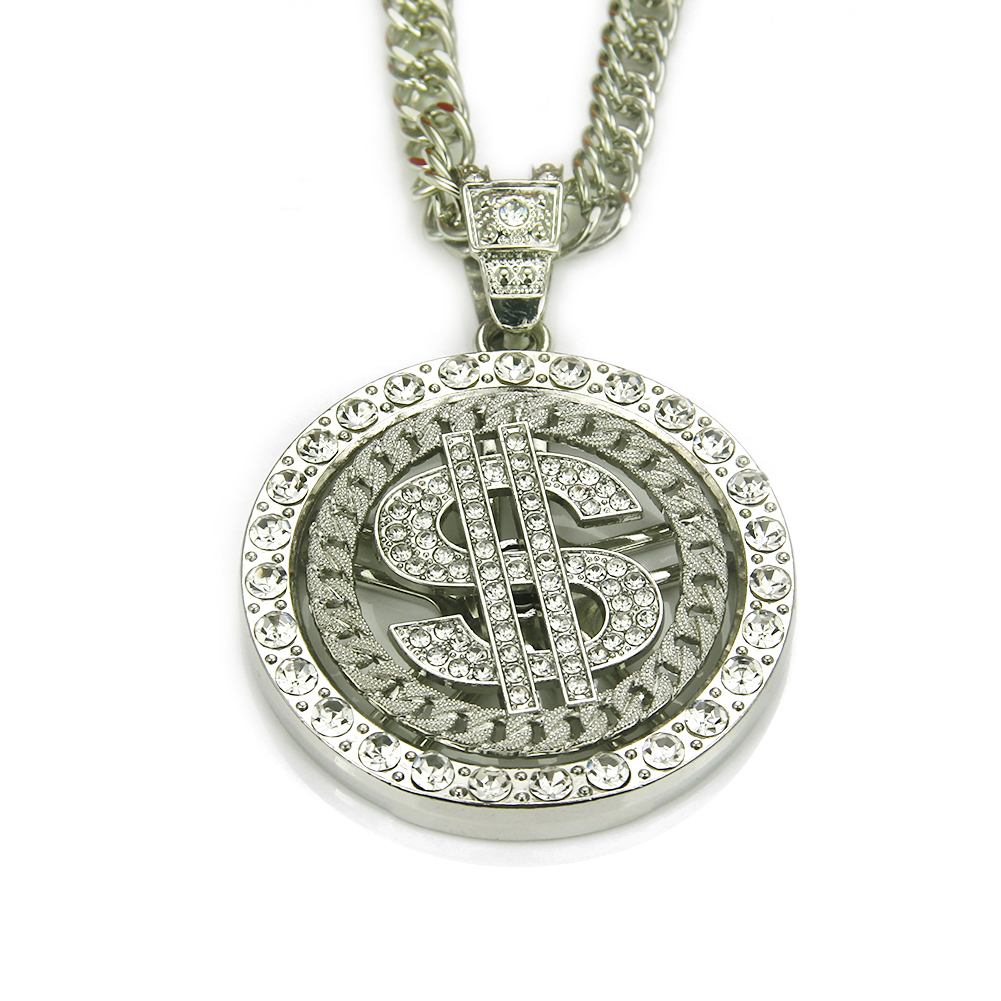 Hip Hop Rotating Dollar Necklace Pendant