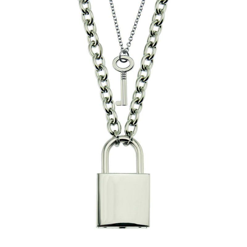 Hip hop combination Necklace lock chain pendant