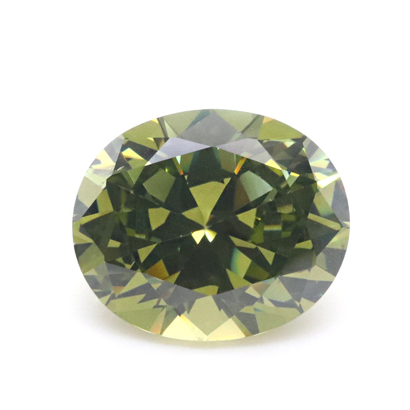 VVS Olive Green 5A Oval 3EX Cubic Zirconia