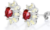 Ruby Sterling Silver Stud Earring for Women Fine Jewelry Ruby Yellow Zircon Romantic Style