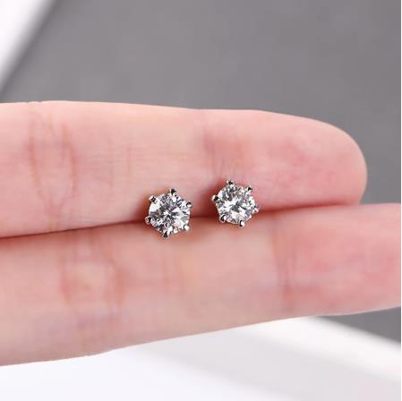 New Arrival Moissanite Gemstone Stud Earrings for Women Solid 925 Sterling Silver D Color