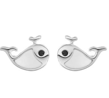 Marine Life Series 925 Sterling Silver Plated Whale Earrings