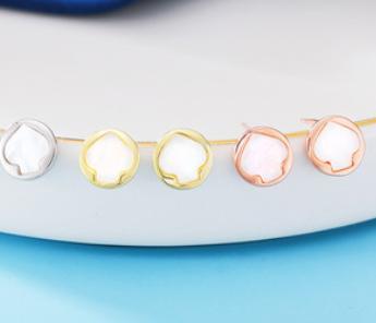 Small White Peach 925 Sterling Silver Gold-Plated Cute Earrings