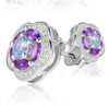 Purple Moissanite Flowers 925 Sterling Silver Plated Fashion Earrings