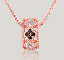 New S925 Silver Necklace Women's Fashion Flower Inlaid Diamond Personalized Simple Chain