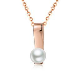 New S925 Pure Silver Simple Fashion Geometric Necklace Female Pearl Set