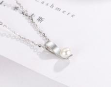 New S925 Pure Silver Simple Fashion Geometric Necklace Female Pearl Set