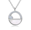 New S925 Silver Hollow Inlaid Shell Semicircle Geometric Necklace