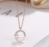 New S925 Silver Hollow Inlaid Shell Semicircle Geometric Necklace