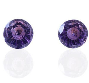 Purple Round Gem Earrings 925 Sterling Silver Gold Plated Round Earrings