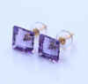 Square Purple Transparent Earrings 925 Sterling Silver Gold Plated Earrings