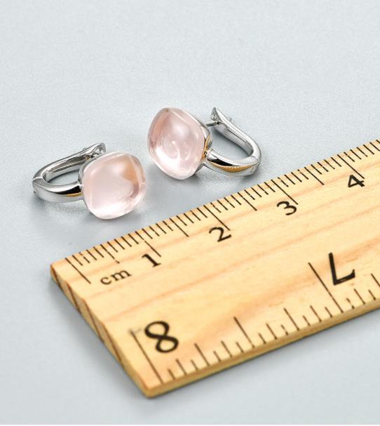 Light Pink Crystal 925 Sterling Silver Plated Fashion Earrings