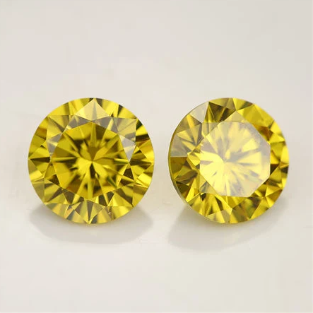 7.0-8.0mm Yellow High Quality DEF Round Brilliant Cut Moissanite for Jewellery Making