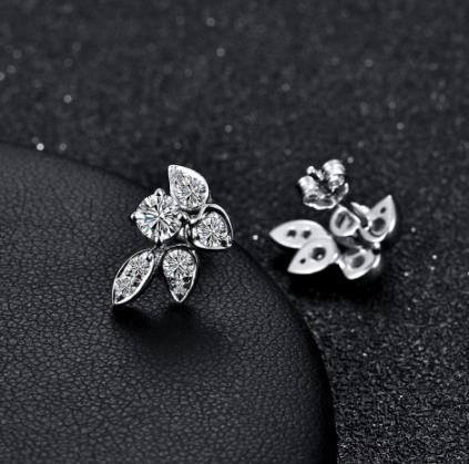 Leaf shaped gem Earrings 925 Sterling Silver Gold Plating Earrings