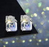 White Transparent Square Cut Gem Earrings 925 Sterling Silver Gold Plating Earrings