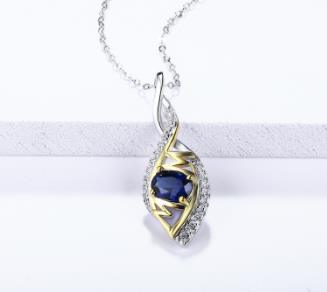 Blue Sapphire Pendant Necklace for Women Real 925 Sterling Silver Jewelry Fine Fashion Jewellery Gifts