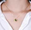 18K Gold Round Emerald Ruby Wedding Engagement Female Pendant Necklace Exquisite Jewelry