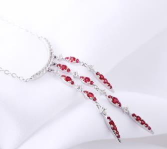 Women's Ruby Necklace 925 Sterling Silver Jewelry Engagement Pendant