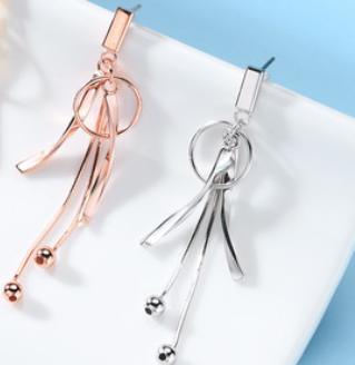 Metal Tassel 925 Sterling Silver Gold Plated Elegant Women's Earrings