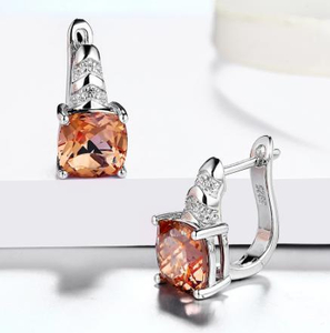 Sparkling Gem 925 Sterling Silver Gold Plated Women's Earrings