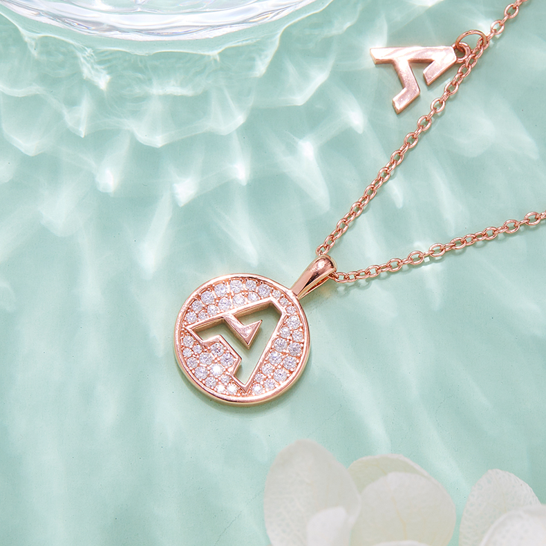 Alphabetic series A Lovely Rose Gold Necklace