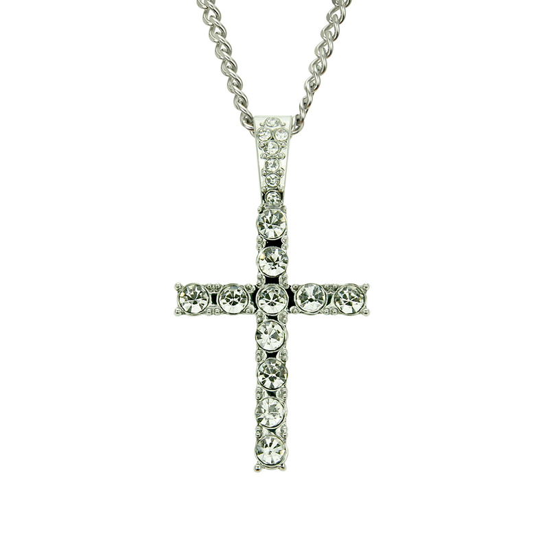 Hip Hop Religious Cross Ecklace Silver Pendant