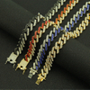  Hip Hop Polychromatic Crystal Combination Cuban Link Necklace