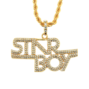 Star Crystal Pendant Letter Boy Hip Hop Necklace