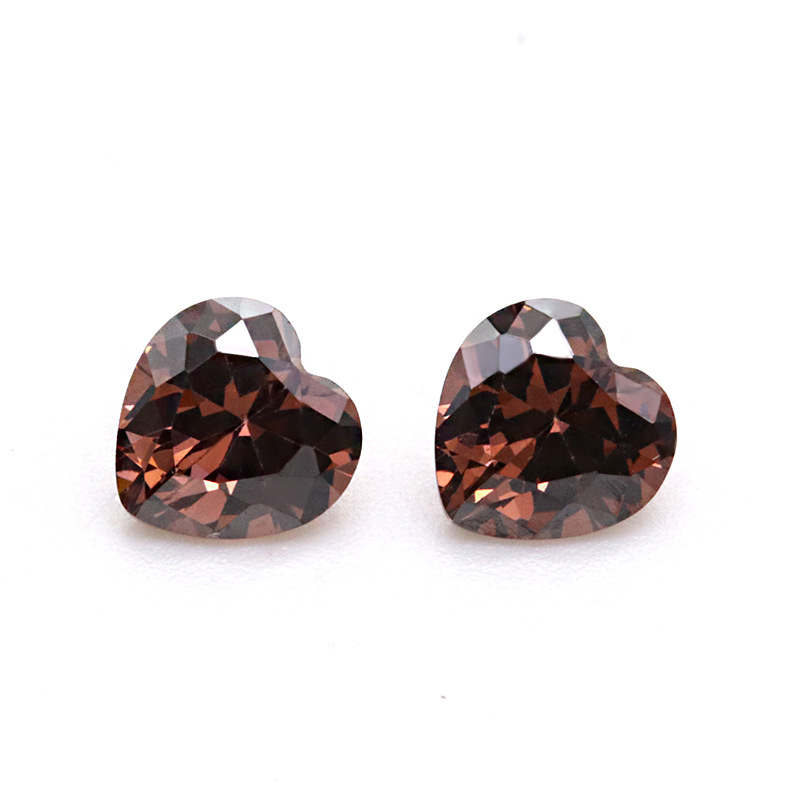 Manufacturer Wholesale 3A Heart-shaped Coffee Colored Cubic Zirconia